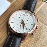 Buy Shop Tissot T Classic Tradition Chronograph White Dial Brown Leather Strap Watch For Men - T063.617.36.037.00 USA Online