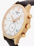Buy Shop Tissot T Classic Tradition Chronograph White Dial Brown Leather Strap Watch For Men - T063.617.36.037.00 USA Online