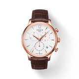 Buy Shop Tissot T Classic Tradition Chronograph White Dial Brown Leather Strap Watch For Men - T063.617.36.037.00 USA Online