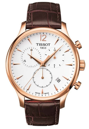 Buy Shop Tissot T Classic Tradition Chronograph White Dial Brown Leather Strap Watch For Men - T063.617.36.037.00 USA Online