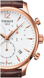 Buy Shop Tissot T Classic Tradition Chronograph White Dial Brown Leather Strap Watch For Men - T063.617.36.037.00 USA Online