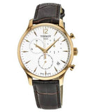 Buy Shop Tissot T Classic Tradition Chronograph White Dial Brown Leather Strap Watch For Men - T063.617.36.037.00 USA Online