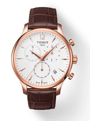 Buy Shop Tissot T Classic Tradition Chronograph White Dial Brown Leather Strap Watch For Men - T063.617.36.037.00 USA Online