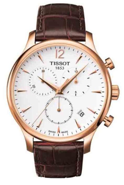 Buy Shop Tissot T Classic Tradition Chronograph White Dial Brown Leather Strap Watch For Men - T063.617.36.037.00 USA Online