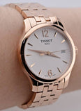 Buy Shop Tissot T Classic Tradition Lady White Dial Rose Gold Steel Strap Watch for Women - T063.210.33.037.00 USA Online