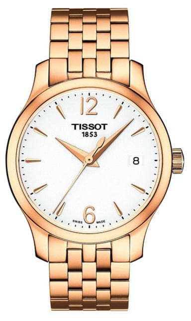 Buy Shop Tissot T Classic Tradition Lady White Dial Rose Gold Steel Strap Watch for Women - T063.210.33.037.00 USA Online