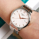 Buy Shop Tissot T Classic Tradition Lady White Dial Two Tone Steel Strap Watch For Women - T063.210.22.037.01 USA Online