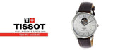 Buy Shop Tissot T Classic Tradition Powermatic 80 Open Heart Silver Dial Brown Leather Strap Watch for Men - T063.907.16.038.00 USA Online