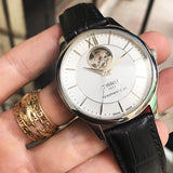 Buy Shop Tissot T Classic Tradition Powermatic 80 Open Heart Silver Dial Brown Leather Strap Watch for Men - T063.907.16.038.00 USA Online