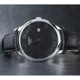 Buy Shop Tissot T Classic Tradition Quartz Black Dial Black Leather Strap Watch For Men - T063.610.16.058.00 USA Online