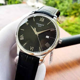 Buy Shop Tissot T Classic Tradition Quartz Black Dial Black Leather Strap Watch For Men - T063.610.16.058.00 USA Online