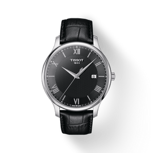 Buy Shop Tissot T Classic Tradition Quartz Black Dial Black Leather Strap Watch For Men - T063.610.16.058.00 USA Online