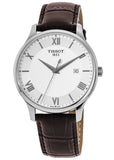 Buy Shop Tissot T Classic Tradition Silver Dial Brown Leather Strap Watch For Men - T063.610.16.038.00 USA Online
