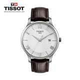 Buy Shop Tissot T Classic Tradition Silver Dial Brown Leather Strap Watch For Men - T063.610.16.038.00 USA Online