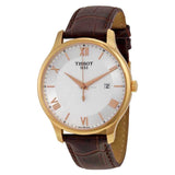 Buy Shop Tissot T Classic Tradition Silver Dial Brown Leather Strap Watch For Men - T063.610.36.038.00 USA Online