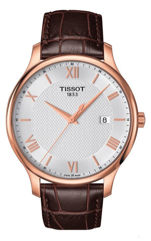 Buy Shop Tissot T Classic Tradition Silver Dial Brown Leather Strap Watch For Men - T063.610.36.038.00 USA Online