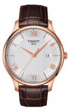 Buy Shop Tissot T Classic Tradition Silver Dial Brown Leather Strap Watch For Men - T063.610.36.038.00 USA Online