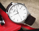 Buy Shop Tissot T Classic Tradition White Dial Brown Leather Strap Watch For Men - T063.610.16.037.00 USA Online