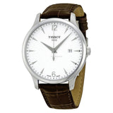 Buy Shop Tissot T Classic Tradition White Dial Brown Leather Strap Watch For Men - T063.610.16.037.00 USA Online