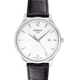Buy Shop Tissot T Classic Tradition White Dial Brown Leather Strap Watch For Men - T063.610.16.037.00 USA Online