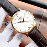 Buy Shop Tissot T Classic Tradition White Dial Brown Leather Strap Watch For Men - T063.610.36.037.00 USA Online