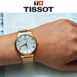 Buy Shop Tissot T Classic Tradition White Dial Rose Gold Steel Strap Watch For Women - T063.610.33.038.00 USA Online
