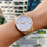 Buy Shop Tissot T Classic Tradition White Dial Rose Gold Steel Strap Watch For Women - T063.610.33.038.00 USA Online