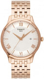 Buy Shop Tissot T Classic Tradition White Dial Rose Gold Steel Strap Watch For Women - T063.610.33.038.00 USA Online