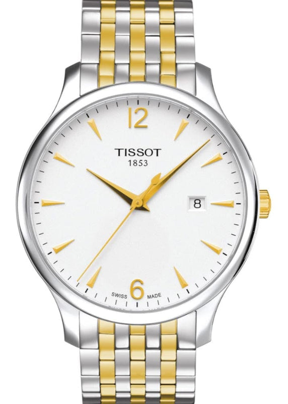 Buy Shop Tissot T Classic Tradition White Dial Two Tone Mesh Bracelet Watch For Men - T063.610.22.037.00 USA Online