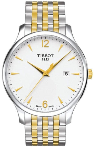 Buy Shop Tissot T Classic Tradition White Dial Two Tone Mesh Bracelet Watch for Women - T063.210.22.037.00 USA Online