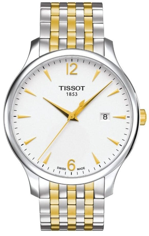 Buy Shop Tissot T Classic Tradition White Dial Two Tone Mesh Bracelet Watch for Women - T063.210.22.037.00 USA Online