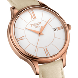 Buy Shop Tissot T Lady Bella Ora Round White Dial Beige Leather Strap Watch For Women - T103.210.36.018.00 USA Online
