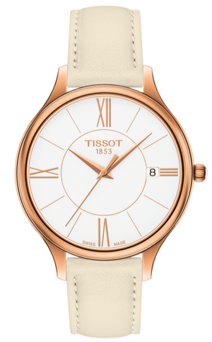 Buy Shop Tissot T Lady Bella Ora Round White Dial Beige Leather Strap Watch For Women - T103.210.36.018.00 USA Online