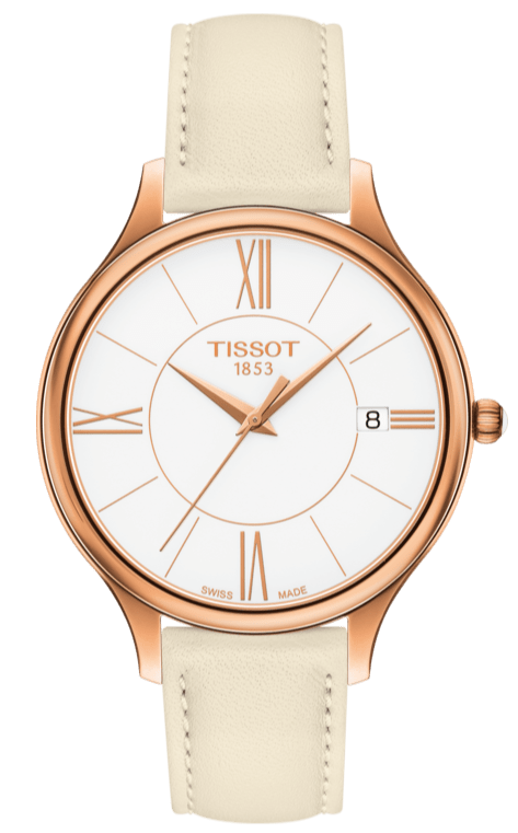 Buy Shop Tissot T Lady Bella Ora Round White Dial Beige Leather Strap Watch For Women - T103.210.36.018.00 USA Online