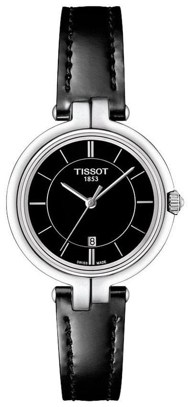 Buy Shop Tissot T Lady Flamingo Black Dial Black Leather Strap Watch For Women - T094.210.16.051.00 USA Online