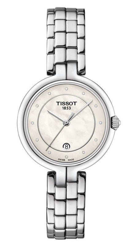 Buy Shop Tissot T-Lady Flamingo Diamonds Mother of Pearl Dial SIlver Steel Strap Watch for Women - T094.210.11.116.02 USA Online
