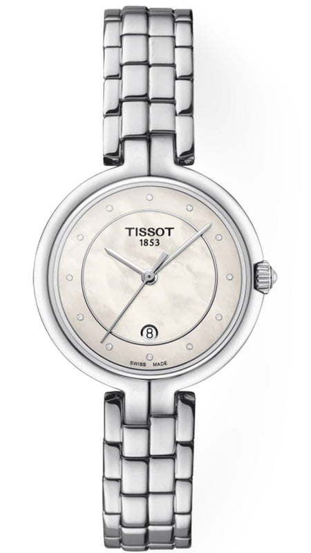 Buy Shop Tissot T Lady Flamingo Diamonds White Dial Silver Steel Strap Watch For Women - T094.210.11.116.01 USA Online