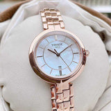 Buy Shop Tissot T Lady Flamingo Mother of Pearl Dial Rose Gold Steel Strap Watch For Women - T094.210.33.116.02 USA Online