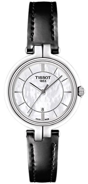 Buy Shop Tissot T Lady Flamingo Mother of Pearl White Dial Black Leather Strap Watch for Women - T094.210.16.111.00 USA Online