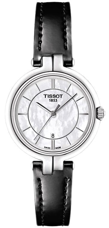 Buy Shop Tissot T Lady Flamingo Mother of Pearl White Dial Black Leather Strap Watch for Women - T094.210.16.111.00 USA Online
