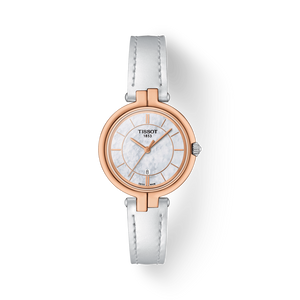 Buy Shop Tissot T Lady Flamingo Mother of Pearl White Dial White Leather Strap Watch For Women - T094.210.26.111.01 USA Online