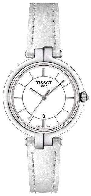 Buy Shop Tissot T Lady Flamingo White Dial White Leather Strap Watch For Women - T094.210.16.011.00 USA Online