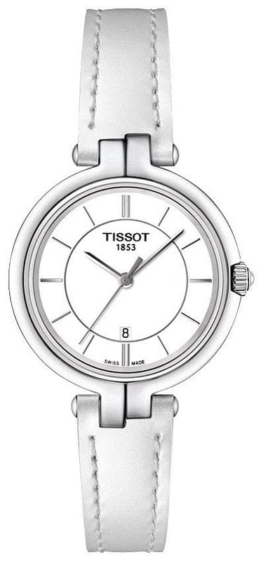 Buy Shop Tissot T Lady Flamingo White Dial White Leather Strap Watch For Women - T094.210.16.011.00 USA Online