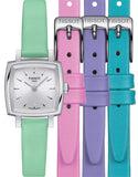 Buy Shop Tissot T Lady Lovely Square Silver Dial Light Green Leather Strap Watch for Women - T058.109.16.031.01 USA Online