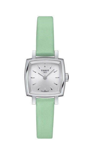 Buy Shop Tissot T Lady Lovely Square Silver Dial Light Green Leather Strap Watch for Women - T058.109.16.031.01 USA Online