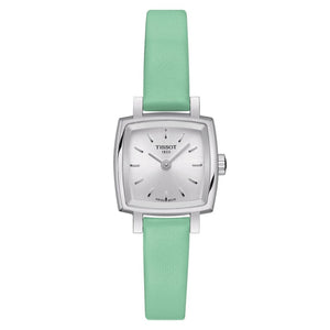 Buy Shop Tissot T Lady Lovely Square Silver Dial Light Green Leather Strap Watch for Women - T058.109.16.031.01 USA Online