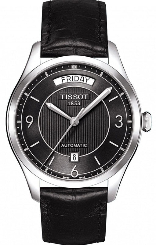 Buy Shop Tissot T One Automatic Black Dial Black Leather Strap Watch For Men - T038.430.16.057.00 USA Online