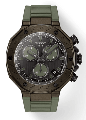 Buy Shop Tissot T Race Chronograph Black Dial Green Rubber Strap Watch for Men - T141.417.37.061.02 USA Online