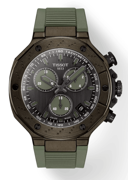 Buy Shop Tissot T Race Chronograph Black Dial Green Rubber Strap Watch for Men - T141.417.37.061.02 USA Online