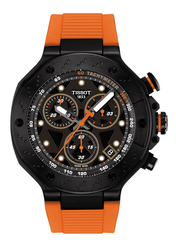 Buy Shop Tissot T Race Chronograph Black Dial Orange Rubber Strap Watch for Men - T141.417.37.051.02 USA Online